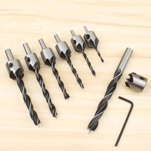7Pcs Wood Drill Bit Set Reamer Woodworking 3-10mm Chamfer Wood Countersink Drill Bits