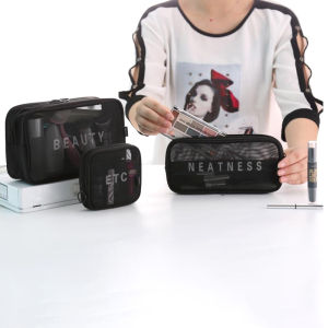 กระเป๋าเครื่องสำอาง มีซิป ตาข่ายโปร่งใส cosmetic bag