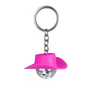 Mũ cao bồi quả cầu Disco Keychain LED cầm tay Quả cầu Disco nhỏ Quả cầu Disco đồ trang trí treo lên móc treo chìa khóa xe đồ trang trí bên ủng hộ