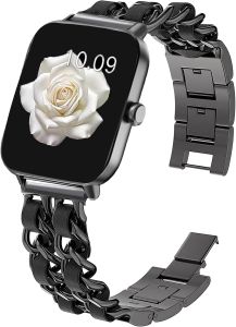 Compatible with ID208 Plus IDW13 IDW16 IDW17 IDW19 IDW20 IDW21 IDW23 IDW25 IDW26 IDW28 Smartwatch bands 22mm Jewelry Chain Metal Wristband with Leather Compatible with Quican ID208 Plus 1. 8 Inches aeac ID208 Plus WMK ID208 Plus 1. 8 Inches S
