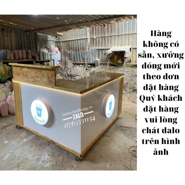 Quầy pha chế trà sữa bằng gỗ đẹp