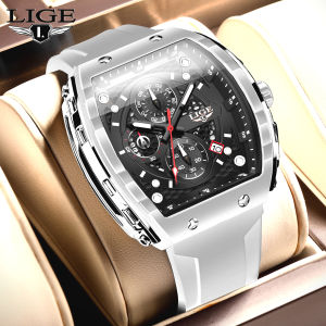 LIGE 2024 Square Quartz Watch Men Original Creative Design Luminous Waterproof Calendar Chronograph Watch