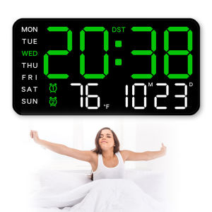 Modern Digital Alarm Clock with Large LED Display Showing Temperature and Date for Bedroom and Living Room Decor