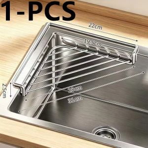 ECILY 2Pcs 304 Stainless Steel Sink Rack – No-Drilling Corner Storage for a Tidy & Organized Kitchen