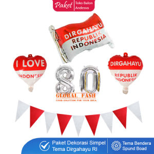 Paket Dekorasi HUT Ri bendera spunboad / aksesoris dekor dirgahayu ri / hiasan 17 agustus / dekorasi 17 agustus