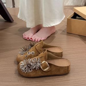 Popular Thick-Soled Height-Increasing WomenS Sandals With Firework Rhinestones 2026 New Spring-Summer Closed-Toe Mules For Outdoor Wear