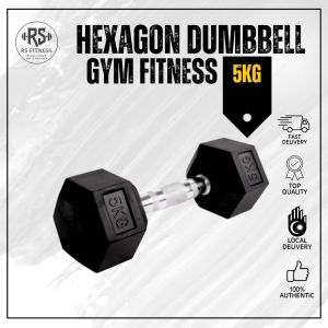 Hexagon Dumbbell 5KG Gym fitness dumbbell weight lifting Angkat berat Indoor muscle training
