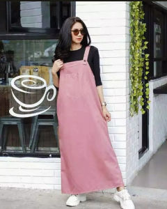 overall anya saku depan / overall wanita bahan moscrepe premium