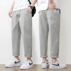 NEW WESTERN Casual pants mens 2023 summer thin loose straight nine-point tide brand tooling tapered boys long pants