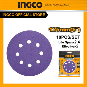 Bộ 10 miếng nhám tròn cao cấp INGCO AKRS125101 đường kính 125mm
