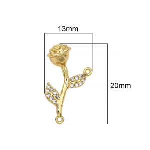 จี้กุหลาบเพชรห้อยทองแดงสองหน้า1ชิ้น/ถุง14K สำหรับเครื่องประดับทำเครื่องเพชร DIY