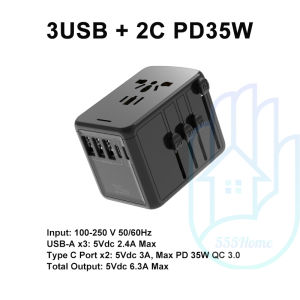 [SG] Universal Travel Adapter Wall Plug / International Plug / 4 USB Port / Type-C Port PD 35W