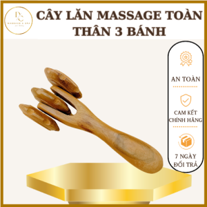 Cây lăn massage toàn thân 3 bánh gai đa năng bằng gỗ thơm dụng cụ diện chẩn