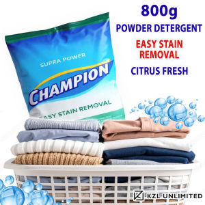 Supra Power Champion Easy Stain Removal Laundry Powder Detergent 800g - Citrus Fresh Scent Hypoallergenic Easy Stain Removal - KZL Unlimited