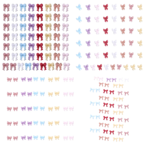 50pcs Bows Nail Charms Simple Bowknot Nail Art Decorations Bows Designs Nail Supplies Resin Bows Nail Rhinestones Gifts