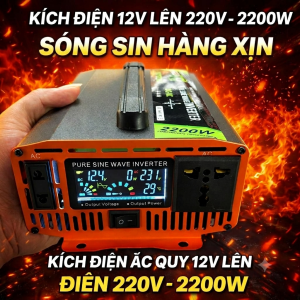 Bộ Kích Điện Ắc Quy 12V Ra 220V 2200W – Sóng Sin Chuẩn Hàng Nhật Dùng Cho Gia Đình & Ô Tô