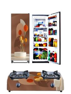 Paket Sticker Set 2 Pcs KULKAS 1 Pintu+Kompor Motif minimalis ( COD ) FlyStarStore