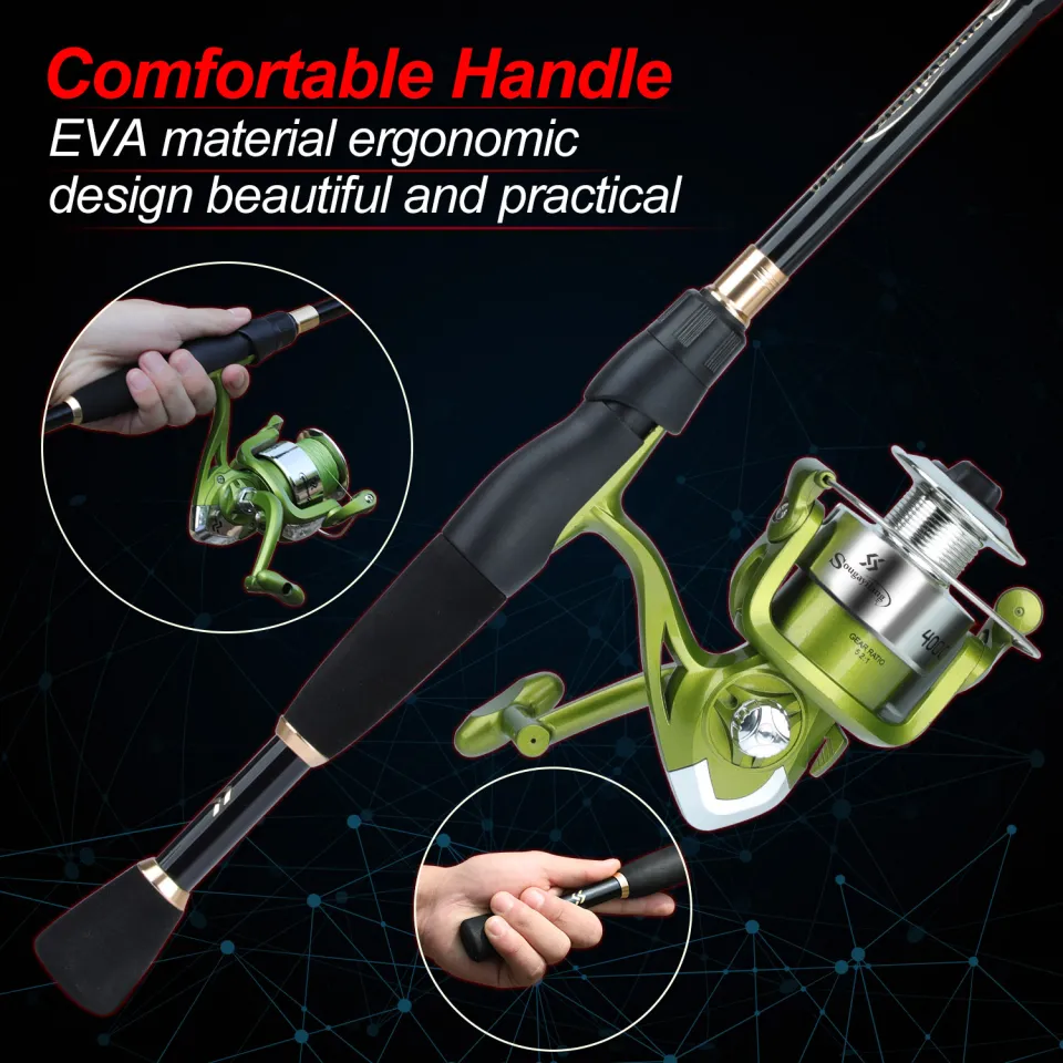 Spinning Fishing Rod And Reel Combos Ultralight Travel Pole Tackle Set 1.8m  2.1m