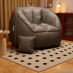 FFBH Lazy Bean Bag Sofa Room Balcony Comfortable Small Soft Chair Modern Home Decor Cute Leisure Beanbag Chair Frameless Furniture 4P7H5