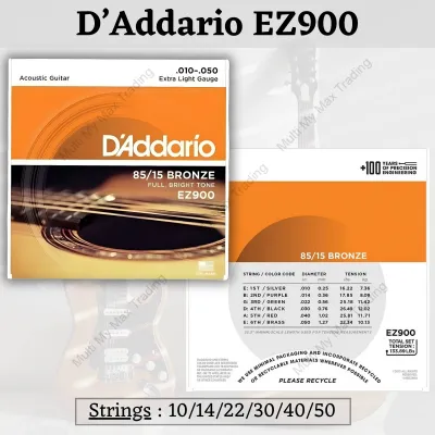 DAddario Acoustic Guitar Strings 1 Set Tali Guitar Akustik Bronze EZ890 EZ900 EZ910 Cutter Tuner