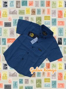 Kemeja polos Casual anak laki laki/anak cowok Lengan pendek Bahan oxsfort BEST QUALITY WARNA DENIM