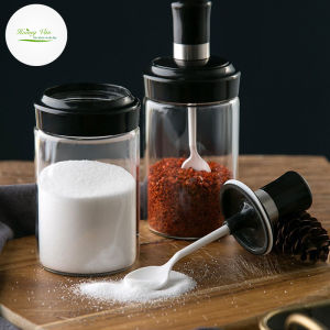 Hũ đựng gia vị muối đường bột ngọt có kèm muỗng