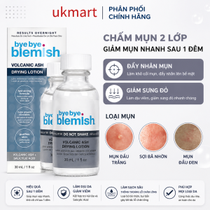 Chấm mụn Bye Bye Blemish Drying Lotion 30ml giảm mụn nhanh sau 1 đêm cho tất cả loại mụn trên mặt và body