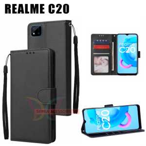 Case Dompet Lipat Tipe REALME C20 Walet Leather Flip Case Slot Kartu Dompet Polos Kulit