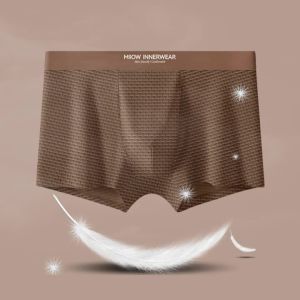 MiiOW 3Pcs Jacquard Ice Silk Men Boxer Briefs 10A Antibacterial Mens Panties Breathable Underwear Softness Man Boxer Underpants