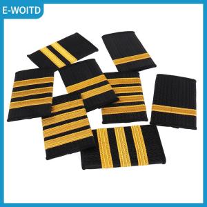 【E-WOITD】 1Pair Epaulettes Professional Pilot Uniform Epaulets Gold Stripe Shoulder Badges