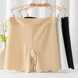 Womens Safety Shorts Seamless Ice Silk Solid Short Pants Thin Under Skirt High Waist Underwear Anti Rubbing Boyshorts Panties