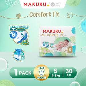 [1 PACK] MAKUKU SAP Diapers Comfort Fit ALL SIZE [NB/S/M/L/XL/XXL] [TIPE PEREKAT/CELANA] - Popok Bayi Lembut dan Halus - Bebas Iritasi dan Daya Serap Tinggi