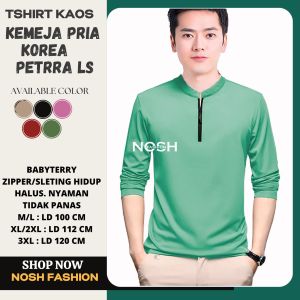 Kaos Pria Lengan Panjang seleting Petra LS / Kaos Pria Zipper Lengan Panjang / Kaos Pria Jumbo 3XL Korea Style NOSH
