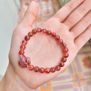 Q916 Vòng Thạch Anh Tóc Đỏ 7li mix hồ ly Thạch Anh Tóc Đỏ bi bạc Hỏa và Thổ - Phong Thuỷ TUDO P