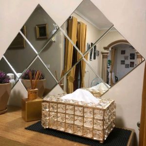 Termurah Kaca Cermin Rectangular Dekorasi Dinding Ukuran 15CM X 15CM Rumah Minimalis Asli Kaca 100%