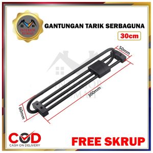 Gantungan Panci Serbaguna Tarik Dorong Panjang Rak Lemari Kitchen Set Rak Gantung