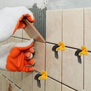 DOORSYUR 50Pcs Press Type Tile Leveling System Reusable Replaceable Pin Tile Leveling Clips Tile Spacers Level Wedges Quick Disassembly Universal Leveling Spacers Floor Tile Installation