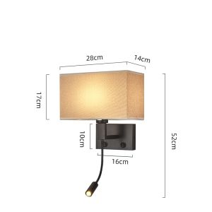 IKEE Fabric Shade Wall Lamp With Switch Bedroom Bedside Sconces Study / Living Room / Corridor Decorative Wall LightFast shipping