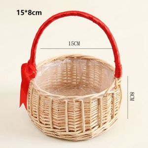 T6DA Handwoven Imitation Rattan Handhold Basket Multistyles with Handles Braid Storage Baskets High Quality Weaving Flower Basket Home Decoration /Restaurant Serving Tabletop Display