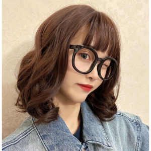 TSE long curly hair wig with bangs shoulder length pear flower short wavy curled wigs for women 26cm length