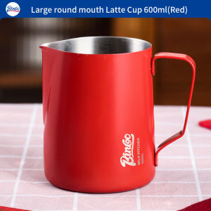 BINCOO 350ML/600ML Dual Capacity Unit Milk Frothing Pitcher Stainless Steel Milk Boiler Cup Jug Creamer Accessories Suitable for Barista Espresso Machines