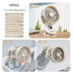 Fully Automatic Shaking Head Circulating Fan Clip Fan Usb Small Fan Charging Long Battery Life Office Dormitory with Light