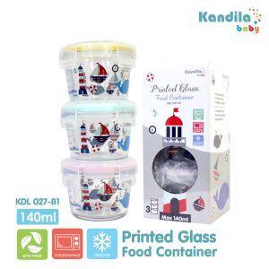 KANDILA BABY GLASS FOOD CONTAINER UKURAN 140ML / KDL 027-B1 / WADAH MAKANAN KACA / KOTAK MAKAN BAHAN KACA / KOTAK MAKANAN MPASI / WADAH MAKANAN MPASI ANAK