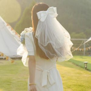 Bridal Woman Luminous Tulle Long Bachelorette Party Wedding Ribbon Edge With Bowknot For Wedding Party