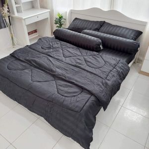 ชุดผ้าปูที่นอน+ผ้านวม ขนาด 6ฟุต และชุดผ้าแพร สีพื้นเรียบและสีพื้นลายริ้วสินค้าดี ราคาถูก สุดคุ้ม ระบายอากาศได้ดี หรูหรา นุ่ม ลื่น เย็น