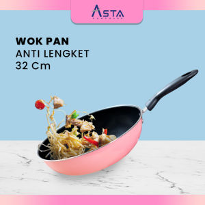 Asta Wok Wajan Panci Penggorengan Anti Lengket Pink 32 cm