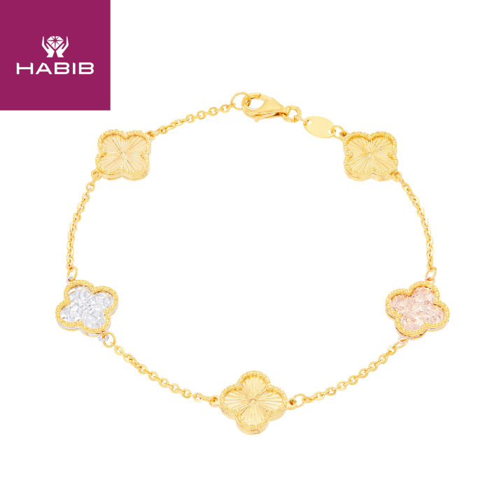HABIB Oro Italia 916 Yellow White and Rose Gold Bracelet