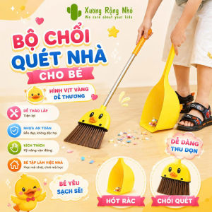 Bộ Đồ Chơi Chổi Quét Nhà Cho Bé Kèm Hót Rác Hình Vịt Vàng Dễ Tháo Lắp Xương Rồng Nhỏ
