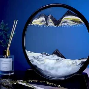 Desktop Home Decoration Items Desktop Home Decor Creative 3D Flowing Sand Painting Dynamic 3D Hourglass Stress Relief Art Glass Liquid Living Room Gift Ornaments Decor Show Piece For Home Decoration