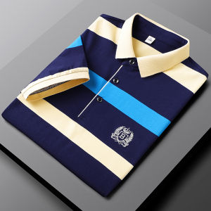 YIKOO New Fashion Mens Polo Shirt Short - Sleeve Business Striped Shirt Polo Homme Casual Men Clothes Fashion Tshirts Plus Size READY STOCK - High Quality
